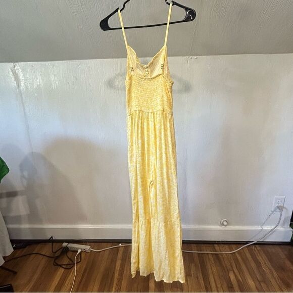 Revolve Sincerely Jules Yellow Spaghetti Strap Floral Flare Leg Jumpsuit - Picture 7 of 9